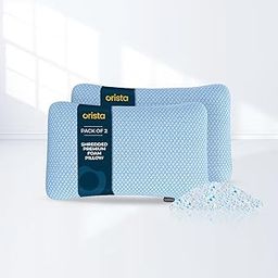 Orista™ Shredded Memory Foam Pillow – Adjustable Loft Bed Pillow with Jacquard Fabric Cover, Orthopedic Neck Support for Side, Back & Stomach Sleepers (Premium Blue, Pack of 2)-13