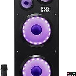 HD DIAMOND Godzilla 1.0 Tower Speaker HD-ST300BT, 200W Party Monster with 2x10” Woofers, Bluetooth v5.0, USB, AUX, FM, MicroSD, Wireless Mic, TWS, 6 Modes RGB Ring Lights and Karaoke Function-picture-21
