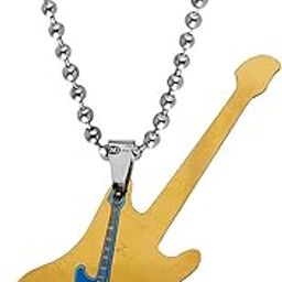 Rock Star Jewelry Music Note Electric Guitar Locket Pendant Necklace Chain Lover Gift for Men & Women Titanium Brass Pendant-image-90