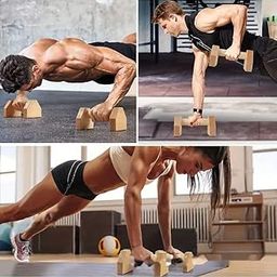 1 Pair of Premium Wooden Push-Up Handles with Non-Slip Grip Pads - Durable, Natural Wood Fitness Equipment for Core Strengthening & Muscle Building, Gym Accessories-24