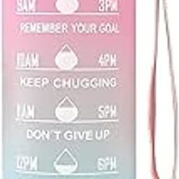 JUGTE Plastic Water Bottles 1 Litre Sipper Bottle For Adults Motivational Water Bottle Sipper With Straw & Time For Gym Office School Home Water Bottle For Kids (Pink)-29