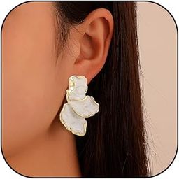 Gold Flower Earrings for Women Trendy 14k Gold Floral Stud Earrings Boho Large Flower Earrings Big Statement Earrings Formal Gold Jewelry Gift for Women-image-81