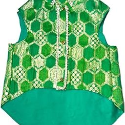 Myartbucket Green Dog Kurta with Designer Crop Jacket – Ethnic Wear for Dogs, Wedding Outfit, Traditional Indian Pet Clothing (S)-image-25