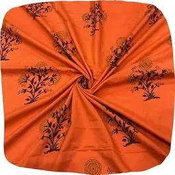 palash Women's Pure Cotton Floral Printed Fabric Dresses Material Length 2.5 Meters Width 44 Inches Orange PAL.FAB.COT.461-picture-2