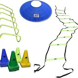 Hurdles 6piece, Soucer Cone 10 Piece Market Cone 6 Piece Training Ladder 1 Piece Football & Fitness Kit-17