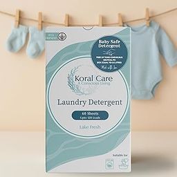 Koral Care Baby Laundry Detergent Sheets, 60 Sheets (= 3.6 L of Liquid), No Harsh Chemicals, Safe for Sensitive Skin, pH adjusted, Hypoallergenic, Tough on stains, Gentle on Mother's Hands-image-72