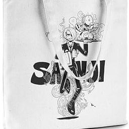 Women Reusable Shopping/Grocery Classic Tote Bag With Pocket Shoulder Canvas Handbag Travel Bag Multi-Purpose White(51-66).-image-20