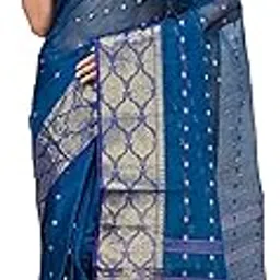 pujoy Women`s Pure Cotton Traditional Bengali Woven Asmani Tant Saree-picture-46