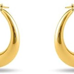 18k Gold Plated Chic Chunky Hoop Earring for Women - Gift for Girls & Women | Waterproof & Anti-Tarnish Earrings-image-9