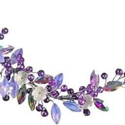 Saywow Bridal Headpiece Rhinestone pinkishPurple Crystal Headband for Women Girls Wedding Bridal Handmade Branches Headpiece Special Occasion Hair Styling Jewelry (pinkishpurple) Women and Girls-image-17