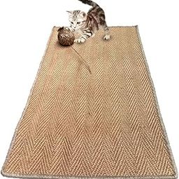 Cat Kitten Scratcher Pad/Claws Mat Sleeping Pad Soft with Interactive Catnip Ball 40x60 CM Beige Color for All Cat Breeds-95