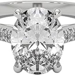 925 Sterling Silver 2ct Oval Solitaire Moissanite Ring for Women with Diamonds on Shank | 18k Gold Plated Vintage Design | Engagement Jewelry Gift for Her-image-30