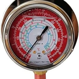 Refrigeration Pressure Gauge High Pressure Made of Stainless Steel Back Panel Mount Bottom Connection1/4'' SAE Pressure 1-38Bar (High Pressure)-24