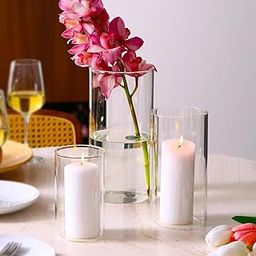Ekhasa Cylindrical Glass Vase Set | Transparent Glass Flower Vases for Home Decor & Water Plants | Glass Candle Holder | Glass Jar for Indoor Bamboo, Money Plants, Etc. (Set of 3-8,6,4 Inch)-20