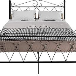 Design HUB1 Double Metal Platform Bed Frame in Black for Bedroom-11