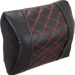 amazon basics Car Seat, Office Chair Orthopedic Headrest Pillow,100% Memory Foam-Neck, Cervical Pain Relief, Best for Long & Short Travel | Premium Faux Leather,1 Year Warranty| Black,20 X 24 X 13 Cm-13