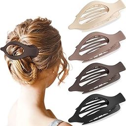 VORSET 4 PCS Large Flat Hair Clips for Women Girls, French Concord Lay Down Hair Claw Clips for Thick Thin Hair, Comfortable Curved Flat Clips, Matte Non-slip Strong Hold Hair Barrettes, Neutral-image-36