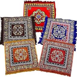 Weavers Villa Set of Prayer Mat/Aasan/Puja Mat/Meditation Mat/Multipurpose Velvet Rug Mats [Size: 2ft X 2ft] (Pack of 5)-image-47