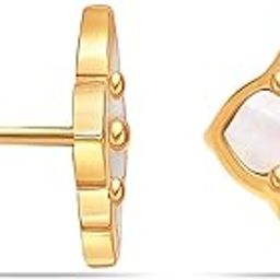 Amazon Brand - Nora Nico 925 Sterling Silver BIS Hallmarked 14K Gold Plated Mother of Pearl Malachite Flower Stud Earring for Women and Girls-2