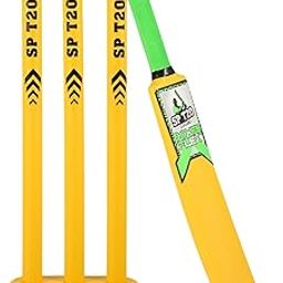 Soccer Junior Plastic Cricket Bat Kit with Stumps Set & Wind Ball for Boys/Girls/Kids (Size 3) (Yellow)-image-5