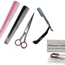 Barber Scissors, Professional Salon Barber Hair Cutting Hairdressing Tool Scissors Beard Trimming 6 Inches Made Up Of Funner Steel [FREE RAZOR,BLADED AND COMB]-image-81