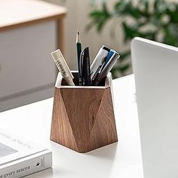 Professional Wood Craft ᵀᴹ Solid Wood Pen & Pencil Holder - Modern Desktop Organizer for Office & Home | Stylish Stationary Holder, Makeup Brush Organizer | Ideal Office Accessory & Gift-image-90