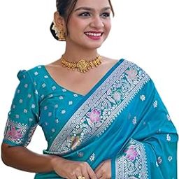 Women's Pure Soft Banarsi Silk Saree | Meenakari Design & Zari Viewing | with Unstitched Weaving Blouse Piece (BANARSI_5)-image-29