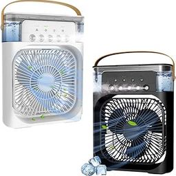 TRIDEO 𝐜𝐨𝐦𝐛𝐨 C55 - Portable Air Conditioner Fan | Mini Evaporative Air Cooler with 𝟕-𝐂𝐨𝐥𝐨𝐫 𝐋𝐄𝐃 | for Room, Office, Home & Travel | USB Powered|Adjustable Speeds | 𝐁𝐥𝐚𝐜𝐤 & 𝐖𝐡𝐢𝐭𝐞-picture-0