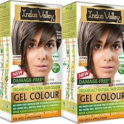 INDUS VALLEY Damage Free Natural Gel Hair Colour for Women | Ammonia & PPD Free Organic Hair Colour with 100% Grey Coverage, Long Lasting Conditioning Hair Color | Medium Brown 4.00 - Pack of 2-12