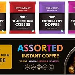 COLOMBIAN BREW COFFEE Colombian Brew Assorted Instant Coffee Powder Box |Gift Pack Box Diwali, Rakhi| 80Gm|Strong,Vanilla,Hazelnut,Caramel|-image-80
