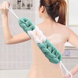SUNBIRD :- 3Pcs Bath Shower Body Exfoliate Puff Sponge Mesh Net Ball Random For Body Wash Men & Women(long loofah)-image-42