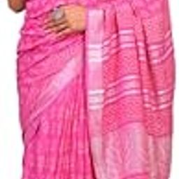 Women's Pink Bhagalpuri Cotton Linen Silver Zari Border Hand Block Ethnic Saree With Blouse_AAFS1088-FS-picture-5