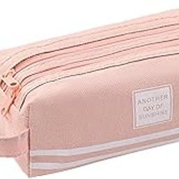 YUISI Large Capacity Pencil Case, Multi Compartment Double Zipper Portable Pencil Pouch, Big Capacity Pencil Case Suitable for College Students and Teenagers (Pink)-30
