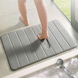 VIDORA Memory Foam Bathroom Door Mat 80 cm X 50 cm Coral Velvet Super Non-Slip Rapid Water Absorption Soft & Comfortable Easier to Dry Machine Wash Bathroom Mat-image-4