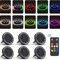 VIODAIM 6 PCS Solar Ground Lights Waterproof Garden Lights Outdoor Bright In-Ground for Pathway Yard Lawn Patio Walkway Pool-16
