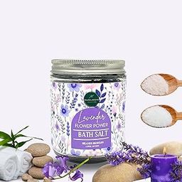 The RawLogic Lavender Bath Salt with Epsom Salt & Blue Pea Flowers | Relaxing Aromatherapy Soak with Lavendar Essential Oils | Foot, Body, Muscle Aches, Pain Relief | Relaxing | Moisturised, Soft, Hydrated Skin Bath Salts for Women & Men | | Pure & Natural | 150 gms (Pack of 1)-5