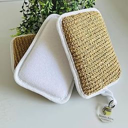 Prostuff.in® Square Hemp Exfoliating Loofah Sponge Natural Bath Scrubber For Body Mud & Dirt Remover Non-Scratch Heavy Duty Cleaning Scrub Sponge,Odor Free Reusable Soft 1 Pcs Multicolor-2