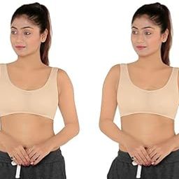 Present Non-Padded Wirefree Cotton Sports Bra Pack of 2 (FIt Size Till 36)-49
