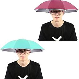 Hat Umbrella for Kids, Girls and Boys Cyan and Maroon Color 2Pcs Cap Hat Umbrella for Adults,Women,Men (Pack of 2) Cyan and Maroon-image-37
