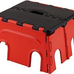 Primelife Folding Step Stool for Kids and Adults - 7 Inch Folding Stools, Easy for Storage, Foldable Plastic Foot Stool, Non-Slip Foldable Step Ladder for Bathroom, Garden, Kitchen,(Red-Black)-1