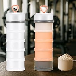 UJEAVETTE 2 Pieces Protein Powder Containers Milk Powder Container for Office Exercise White and Pink-image-49