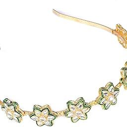 Kundan Minakari Gold Plated Hair Bands Fancy Party Wedding Hairband Headband for Women & Girls-24