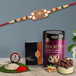 DeoDap Rakhi (K1_410_AS) & Assorted Chocolate Dryfruits 96gm | Rakhi Combo with card and chocolate | chocolates gift | Rakhi & Chocolate for brother | rakhi with gift | Set of 1 Rakhi-image-41