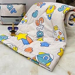 Aroma Brand- Cotton Winter Cartoon Kids Single Bed Comforter/AC Quilt for Boys and Girls (Size 60 * 100 inches) (Cream-Stars)| TC - 250-image-31