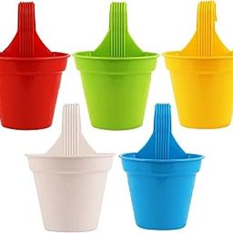 Leafy Tales Plastic Small Hook Hanging Pot, Multicolor 20.5 x 14.5 x 8.5 cm, 5 Pieces (Small Hook - 5)-image-55