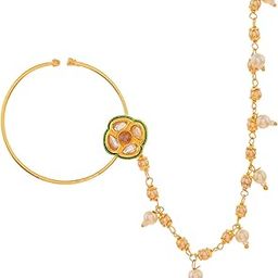 Kundan Elegance Royal Blossom Gold Nose Ring With Chain|Women Nose Rings Nose Rings And Pins|Nose Rings And Pins For Women|Kundan|Wedding|Ethnic|Party|Festive|Pooja|Gift for Women|-picture-17