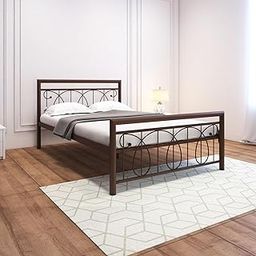 Homdec Lyra Metal Platform Double Size Bed Frame with Headboard and Footboard, Heavy Duty Mattress Foundation – No Plywood Needed, Noise Free (75 x 48, Brown)-image-101