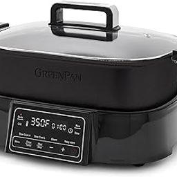 GreenPan Matte Black 8-in-1 Frying Pan Grill & Slow Cooker, Presets for Sautéing Steam, Stirring and Cooking Rice, Healthy Ceramic Non-Stick and Dishwasher Safe Parts, Easy to Use LED Display-19
