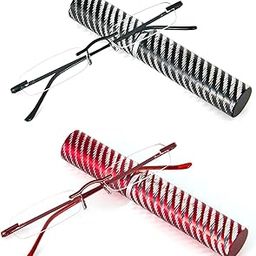 DXYXYO Mini Rimless Reading Glasses for Women Men, 2 Pack Slim Pocket Compact Metal Readers with Small Portable Case-image-36