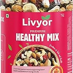 LIVYOR Healthy Mix Nuts, Seeds And Berries Combo Pack - 1Kg| Mix Dry Fruits| Trail Mix| Cashews & Almonds| Black Raisins| Pumpkin| Sunflower & Flax| Cranberries| Cherries & Dried Amla| (Pack Of 1)-image-11